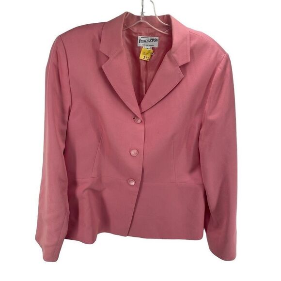 Pendleton Women's Three Button Blazer Coat Jacket Office Work Pink Size 12 - Picture 5 of 10